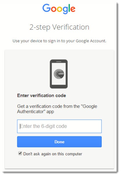 Google login - two factor authentication