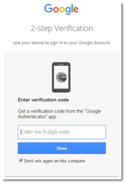 google 2 factor authentication