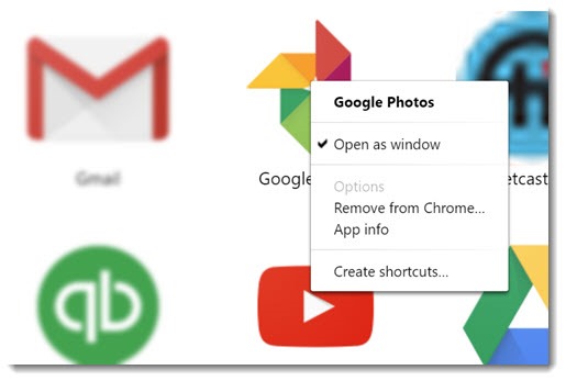 Chrome apps - open shortcut as window