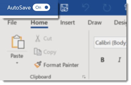 how to turn on autosave in microsoft word 365