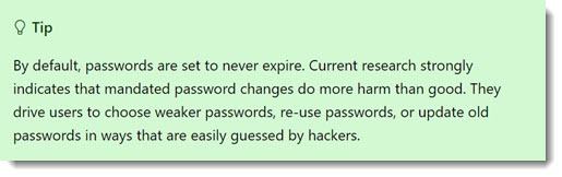 Office 365 password expiration policy tip