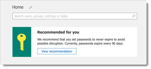 Office 365 password expiration policy recommendation