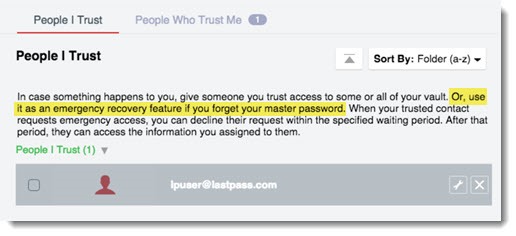 LastPass emergency access