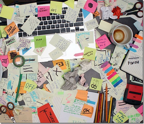 Messy desk (it's a metaphor for a messy documents folder - get it?)