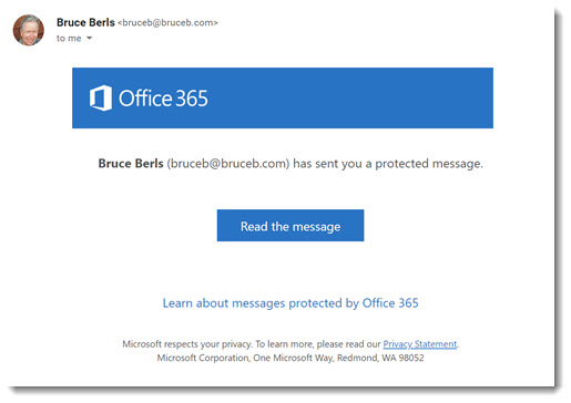 Office 365 message encryption - link sent by email to third party email recipient