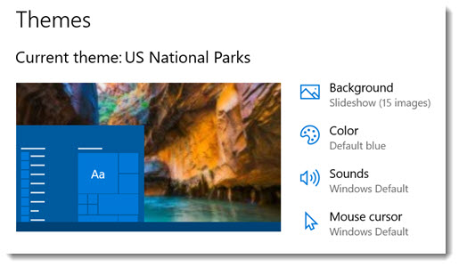 Windows 10 theme settings