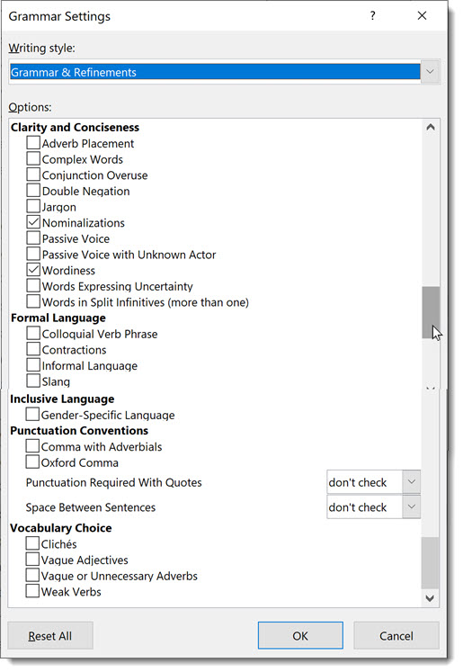 grammar check word 2019