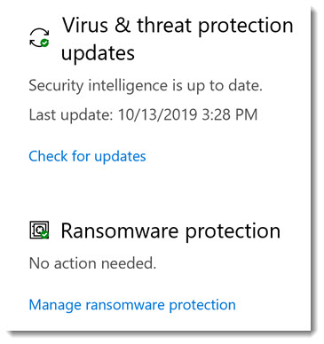 Windows 10 Security - ransomware protection