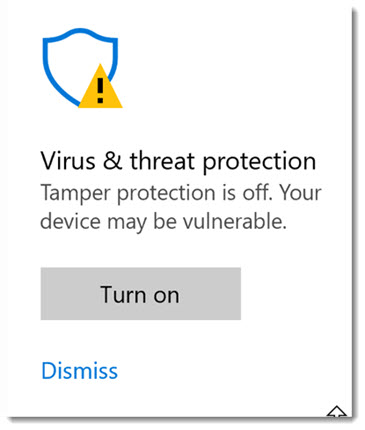 Windows 10 Security - tamper protection