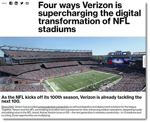 Verizon announces 5G coverage for 13 football stadiums