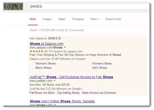 Google search results 2011 - ads are in a colored box
