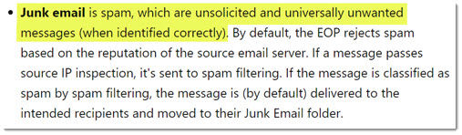 Microsoft definition of junk mail - universally unwanted messages (when identified correctly)