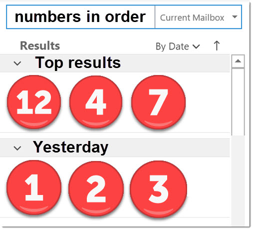 Outlook - top results in search appear out of order