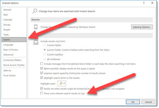 Outlook Tip: How To Turn Off “Top Results” | Bruceb Consulting