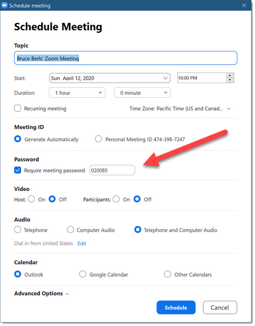 create zoom link from meeting id and password