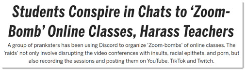 Students conspire to disrupt online Zoom classes