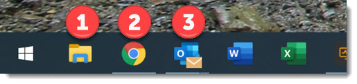 Windows taskbar - press Windows key plus 1, 2, or 3 to open the first three pinned items on the taskbar