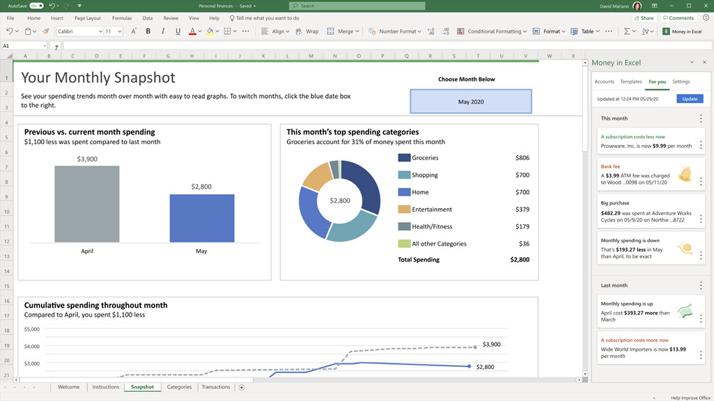 Money In Excel - new Microsoft financial manager